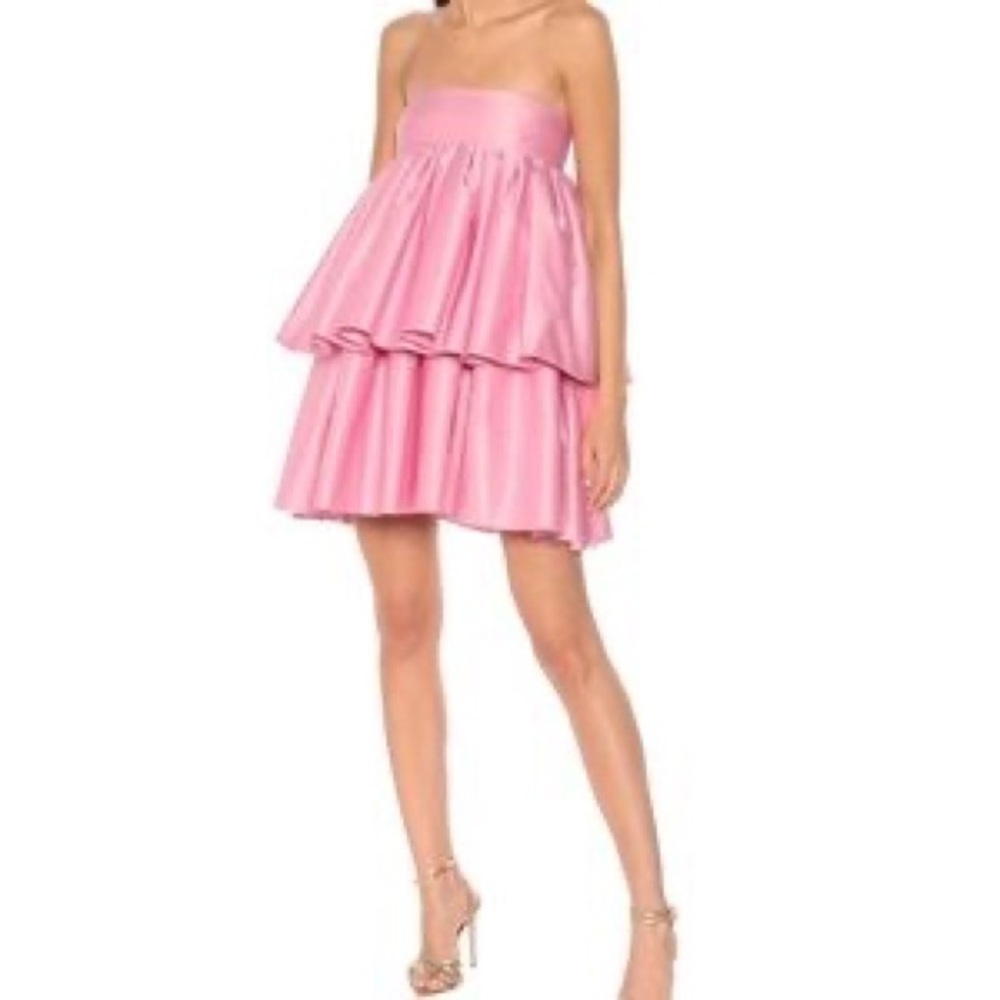 Carmina Tiered Satin Strapless Mini Dress